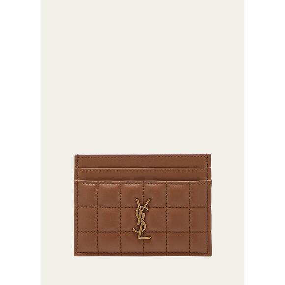 Saint Laurent Cassandre Matelassé Quilted Card Holder in Fox YSL Leather Wallet - Picture 1 of 7